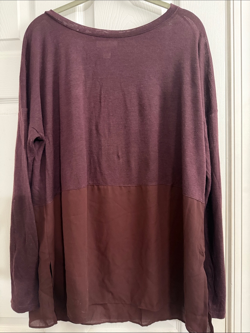 LOFT Men's Two-Tone Plum & Wine Long Sleeve Layered Top